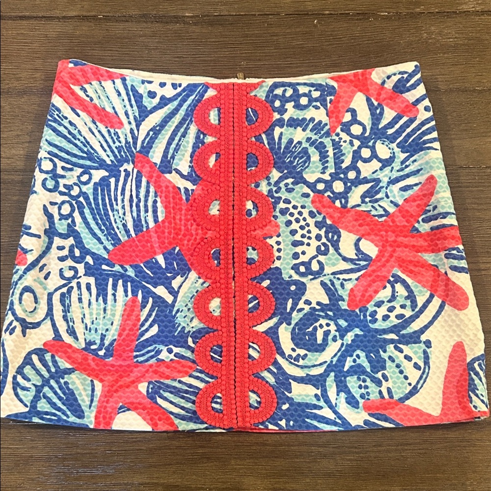 Lilly Pulitzer Red and Blue Starfish Mini Skirt